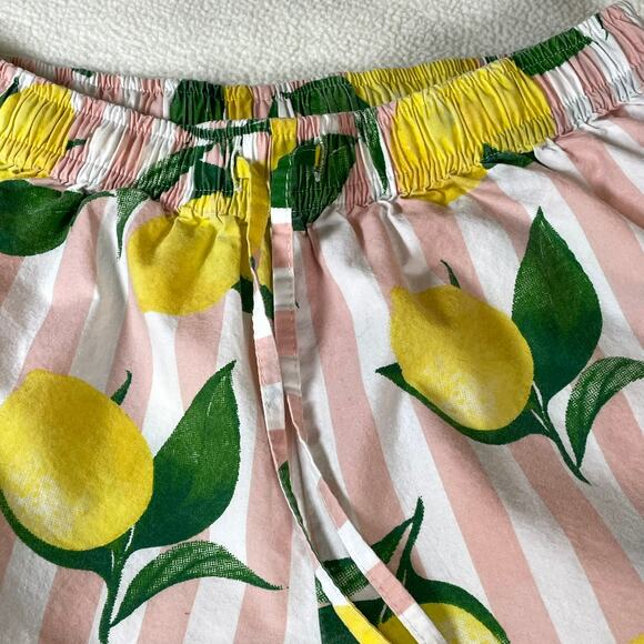 8 Oak Lane XS/S Pink White Stripe Lemon Print Sleep Shorts 100% Cotton - Picture 6 of 16